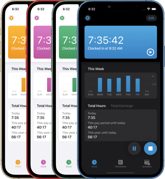 App screenshots in multiple color variants